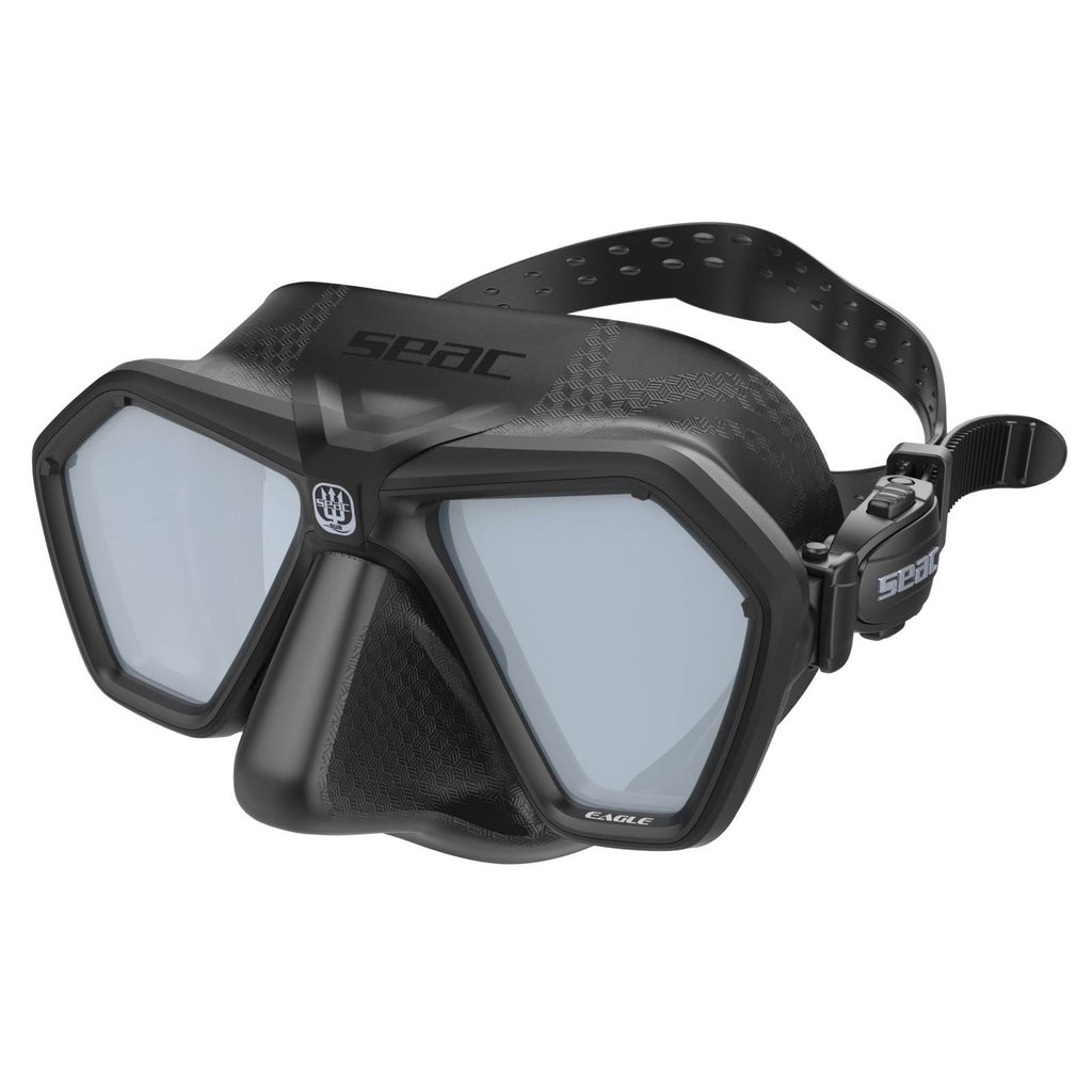 Freediving and Spearfishing Mask Eagle Silver Mirrored Lenses Black Seac 75-66NS-SBL-LS