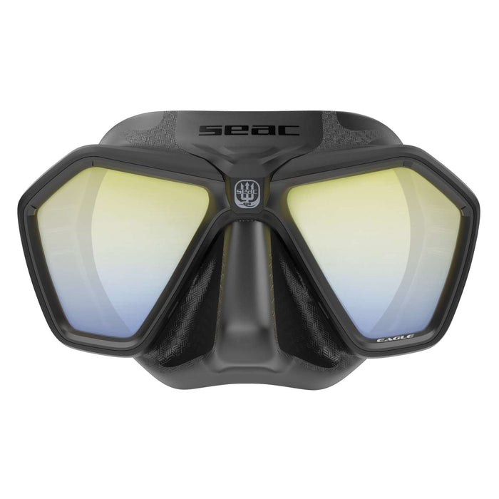 Freediving and Spearfishing Mask Eagle Mirrored Lenses Black-Yellow Seac 75-66NY-SBL-LS