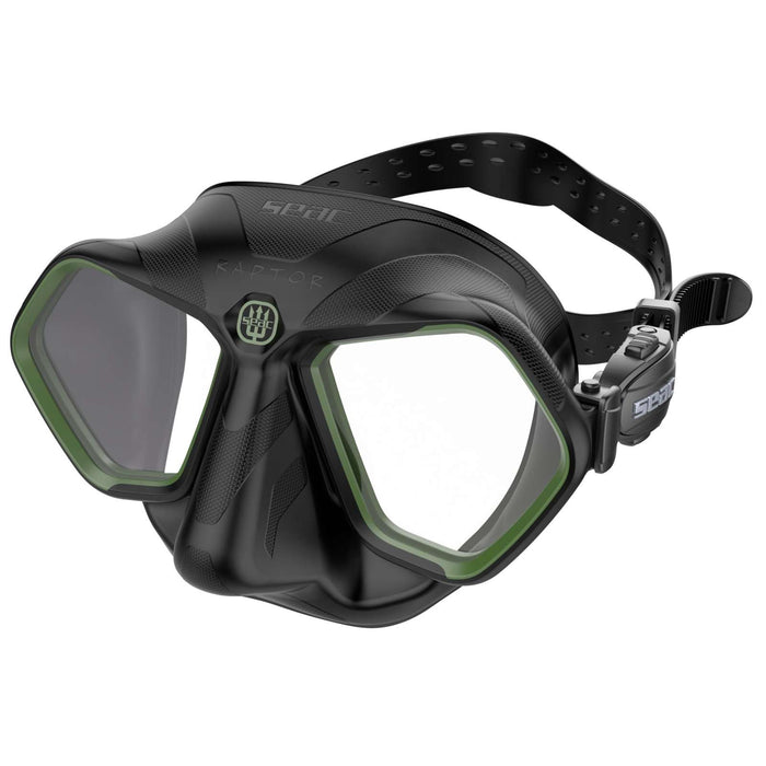 Freediving and Spearfishing Mask Raptor Black-Green Seac 75-68V-SBL