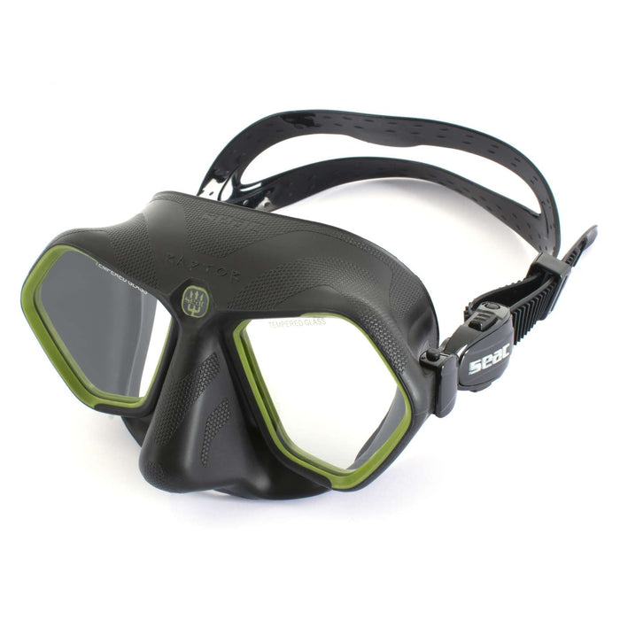Freediving and Spearfishing Mask Raptor Black-Green Seac 75-68V-SBL