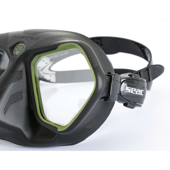 Freediving and Spearfishing Mask Raptor Black-Green Seac 75-68V-SBL
