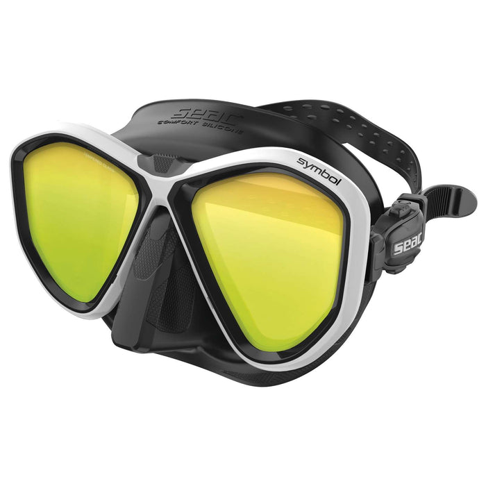 Diving Mask Symbol Black-White Mirrored Lenses Seac 75-70W-SBL-LS