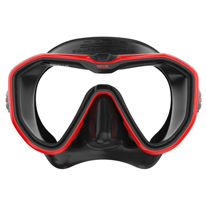Masque de plongée Appeal Ajustement Asiatique Noir-Rouge Seac 75-75R-SBL