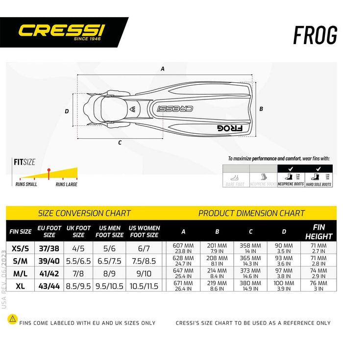 Duikvinnen Frog Zwart L-XL-EU 45-47 Cressi BF195044
