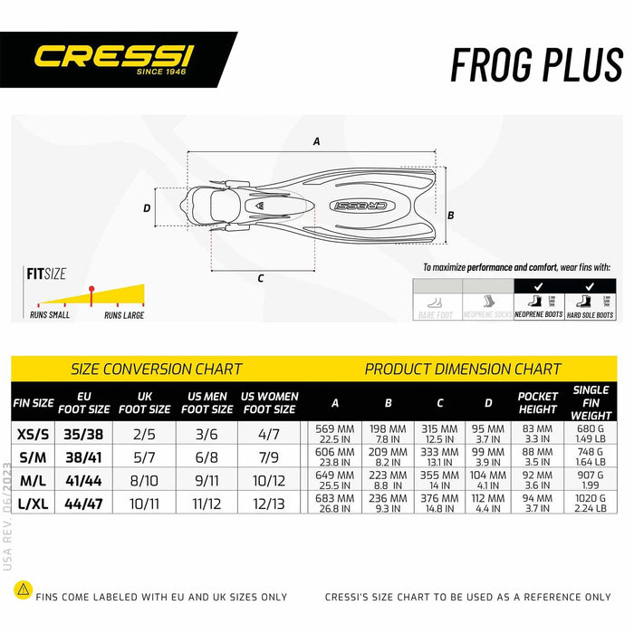 Tauchflossen Frog Plus Schwarz-Rosa XS-S-EU 36-39-UK 2-5 Cressi BF205438