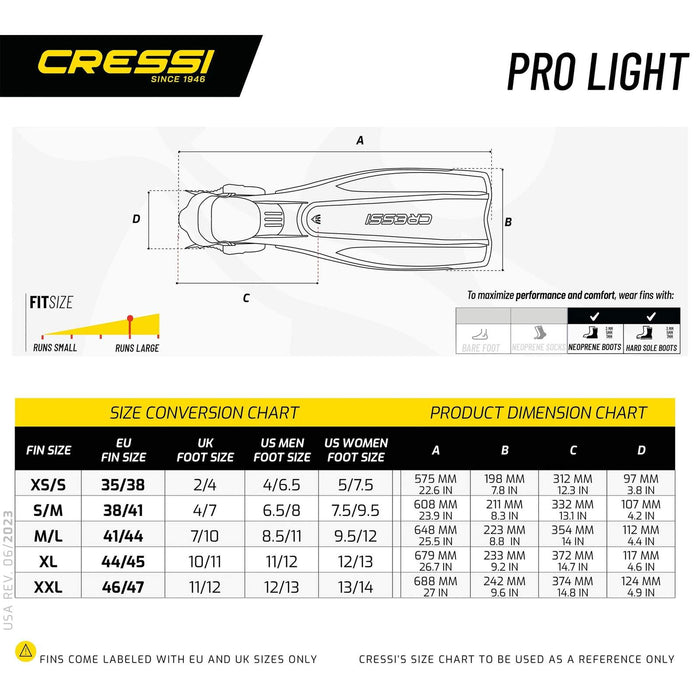 Duikvinnen Prolight Zwart XXL-EU 46-47-UK 11-12 Cressi BG175046