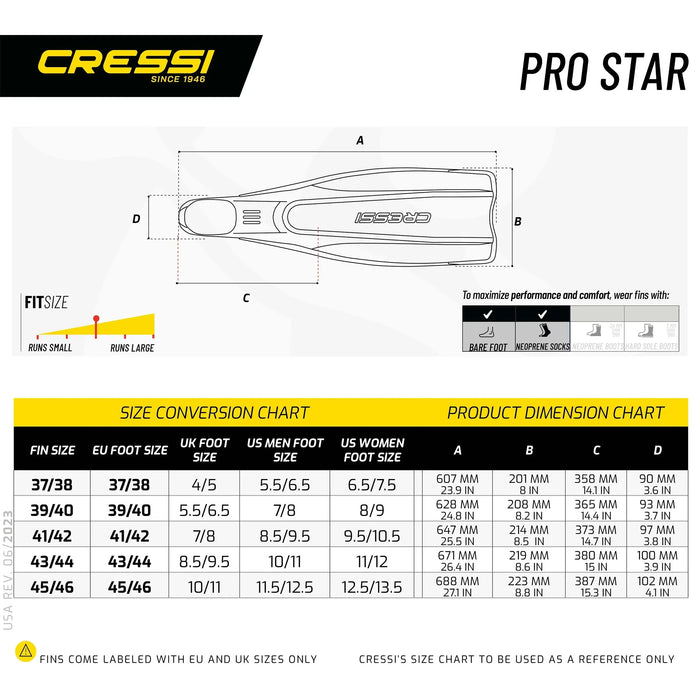 Scuba Diving Fins Pro Star Cressi