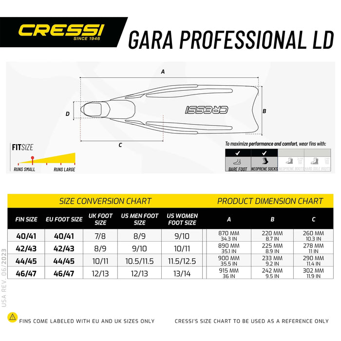 Freediving Fins Gara Professional LD Cressi