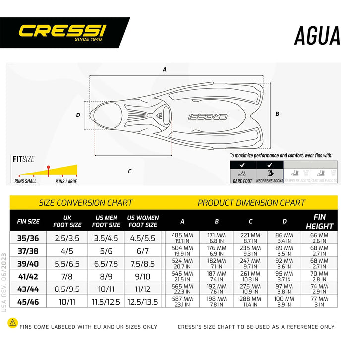 Snorkeling and Swimming Fins Agua Cressi