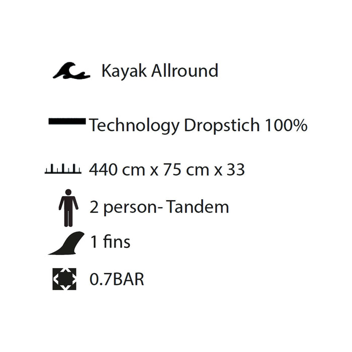 Inflatable Kayak Caravel 440 2 Person-Tandem Kohala KHD440