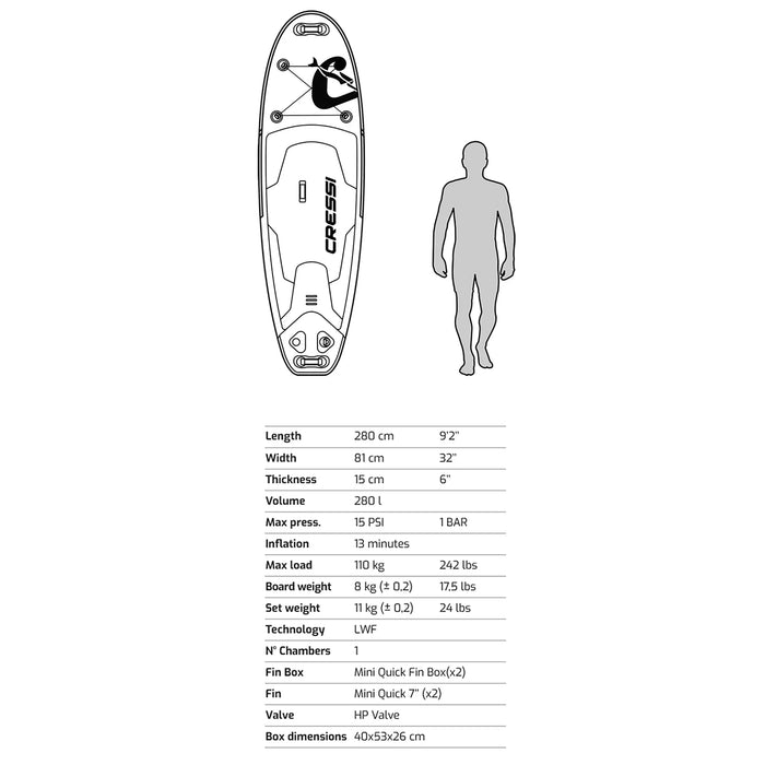 Inflatable Paddle Board Set Cressi Travelight