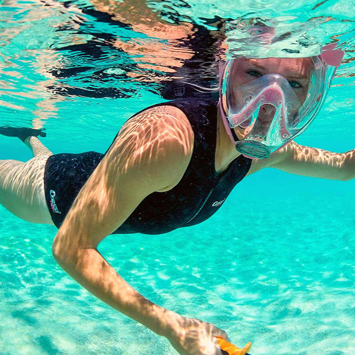 Snorkeling Full Face Mask Baron Transparent-Aquamarine S-M Cressi XDT020025